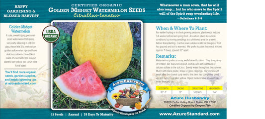 Golden Midget Watermelon Seed, Organic