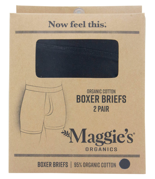 Men's Boxer Briefs 2-PAK, Black Large, Organic