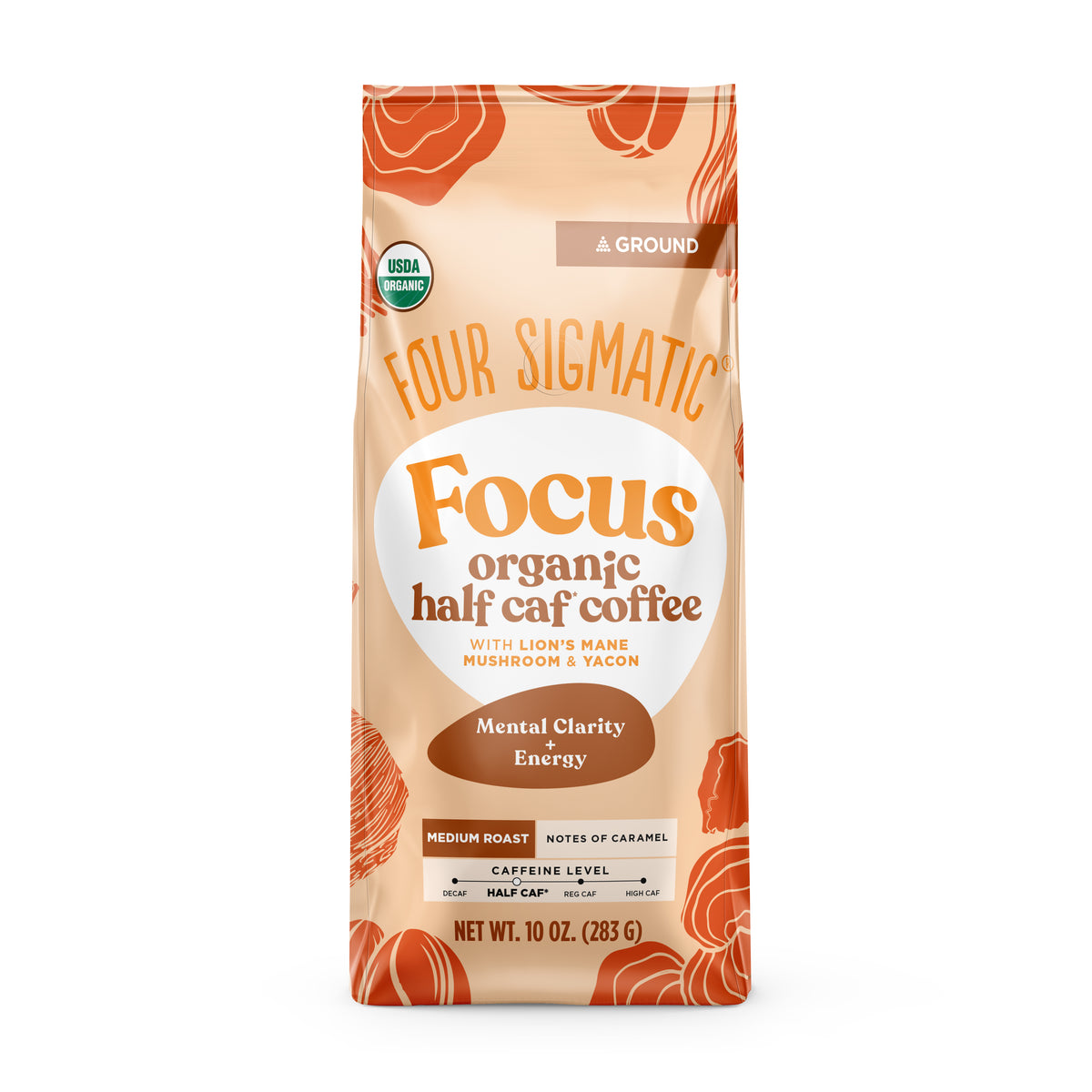 Focus, Half Caffeine Coffee, Ground, Organic