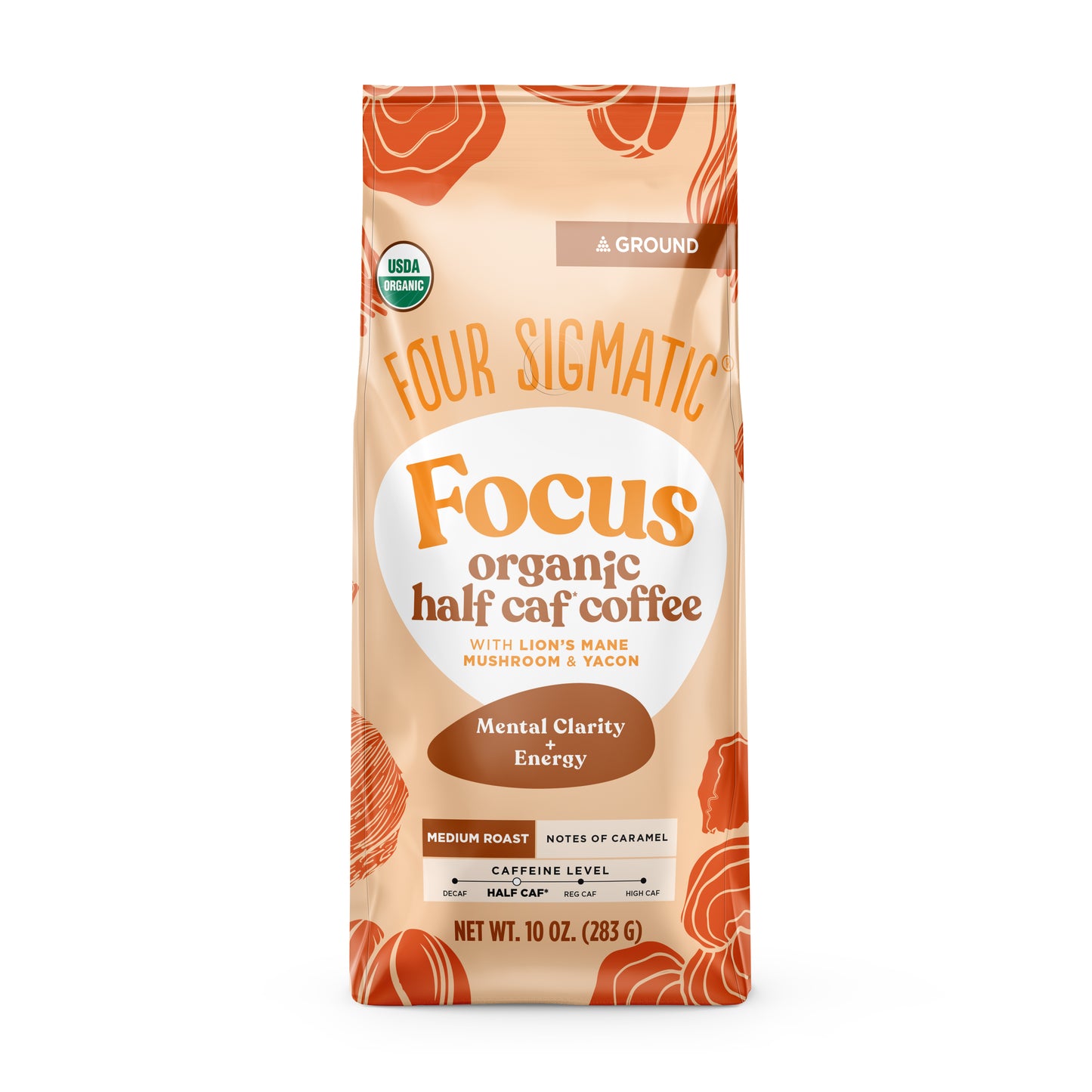 Focus, Half Caffeine Coffee, Ground, Organic