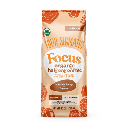 Focus, Half Caffeine Coffee, Ground, Organic