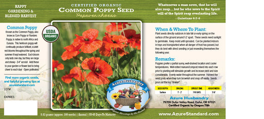 Common Poppy Seed, Organic