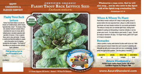 Flashy Trout Back Lettuce Seed, Organic