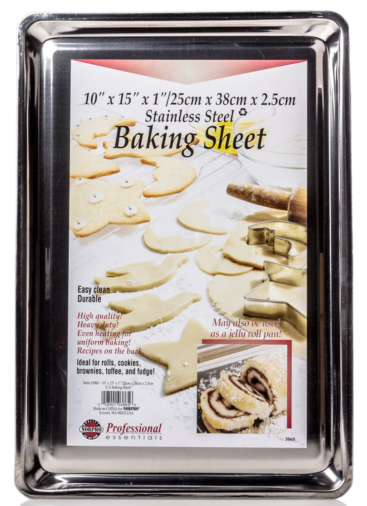 Baking Sheet, Stainless Steel, 15 x 10 x .5 inch