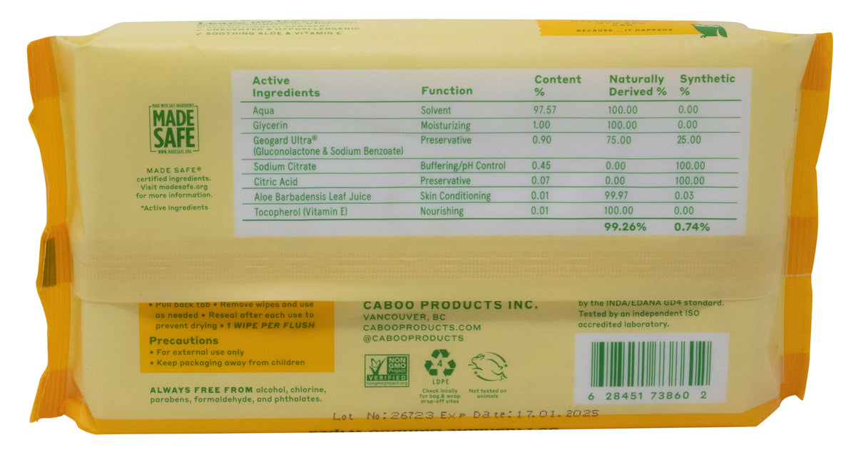 Flushable Wipes, Bamboo, Unscented, Hypoallergenic