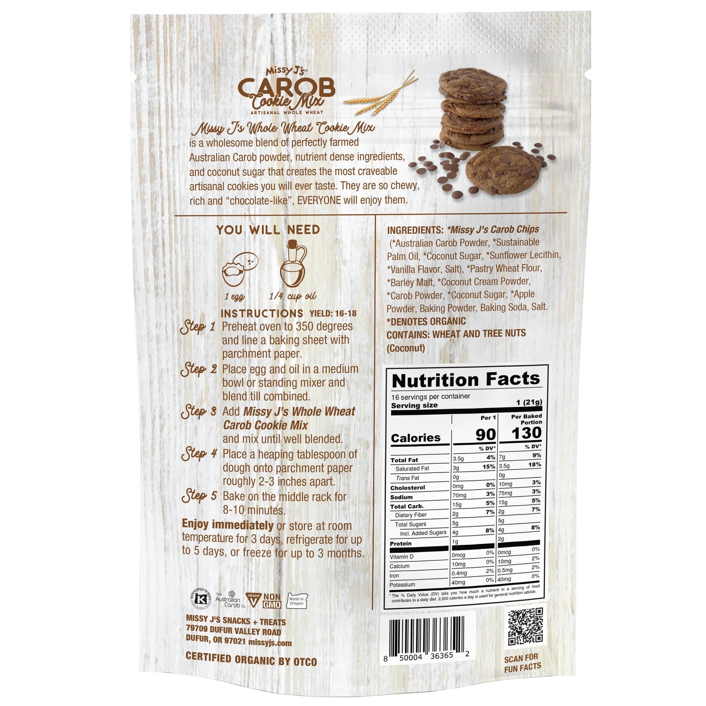 Carob Cookie Mix Whole Wheat, Organic