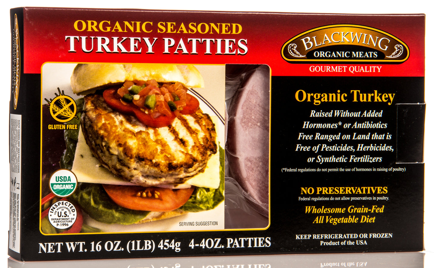 Turkey Patties Seasoned, Frozen, Organic