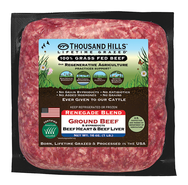Renegade Blend Ground Beef and Organs, Grass-Fed, Frozen