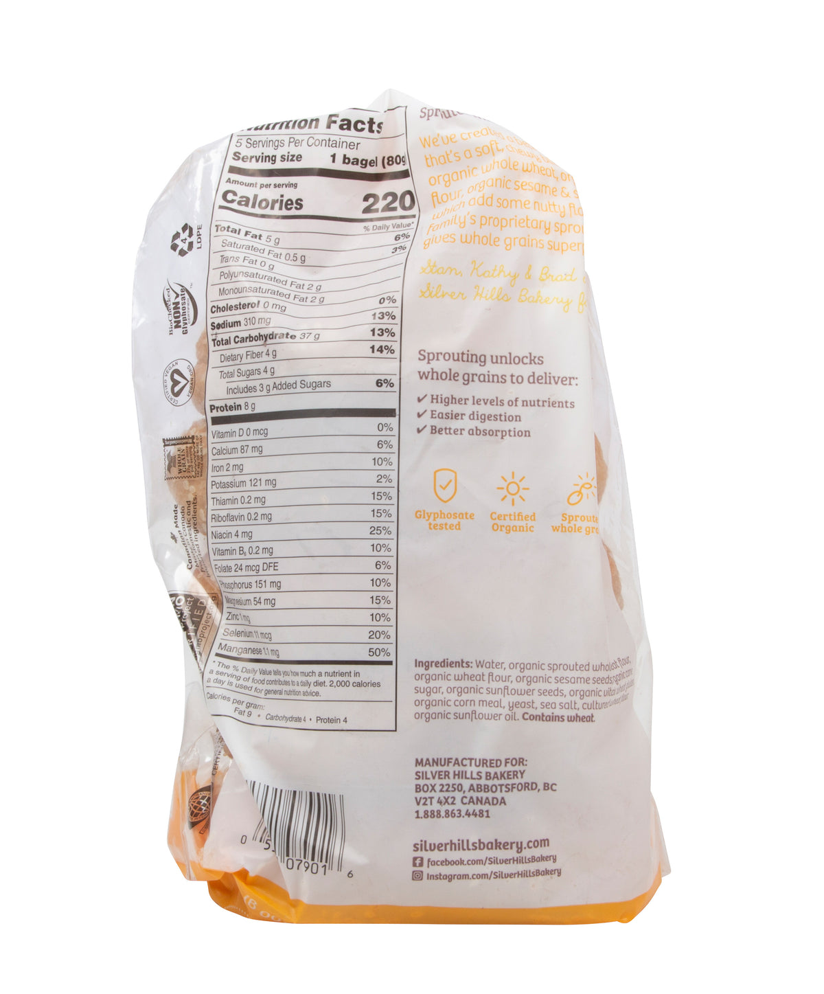@Bagels, Sesame Sunflower Sprouted, Frozen