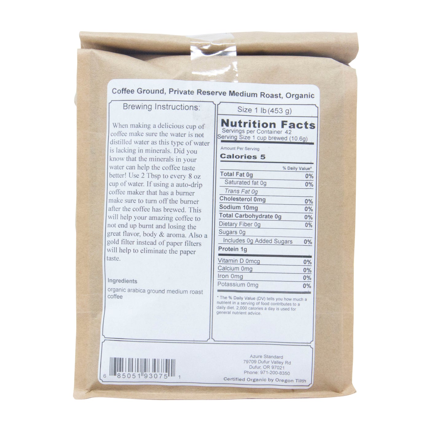 Coffee Ground, Private Reserve Medium Roast, Organic