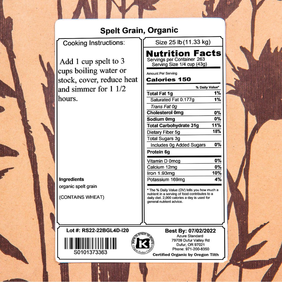 Spelt Grain, Organic