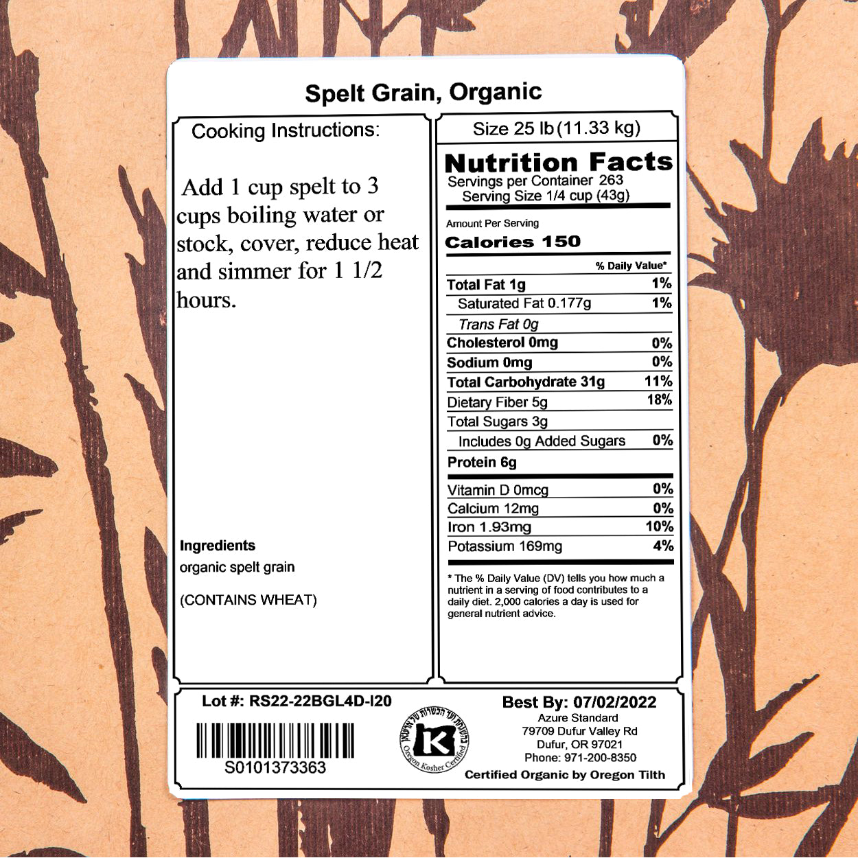 Spelt Grain, Organic