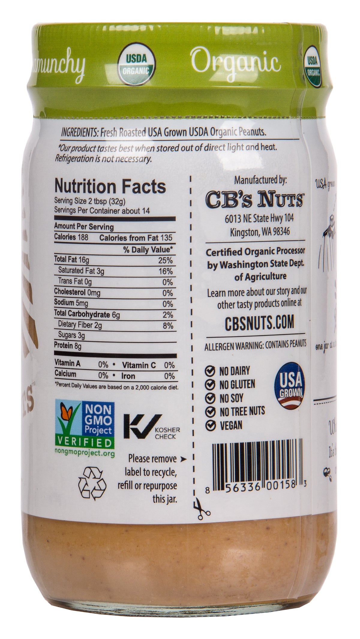 Peanut Butter, Creamunchy, Organic