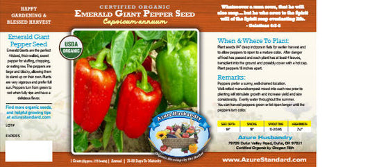 Emerald Giant Pepper Seed, Organic