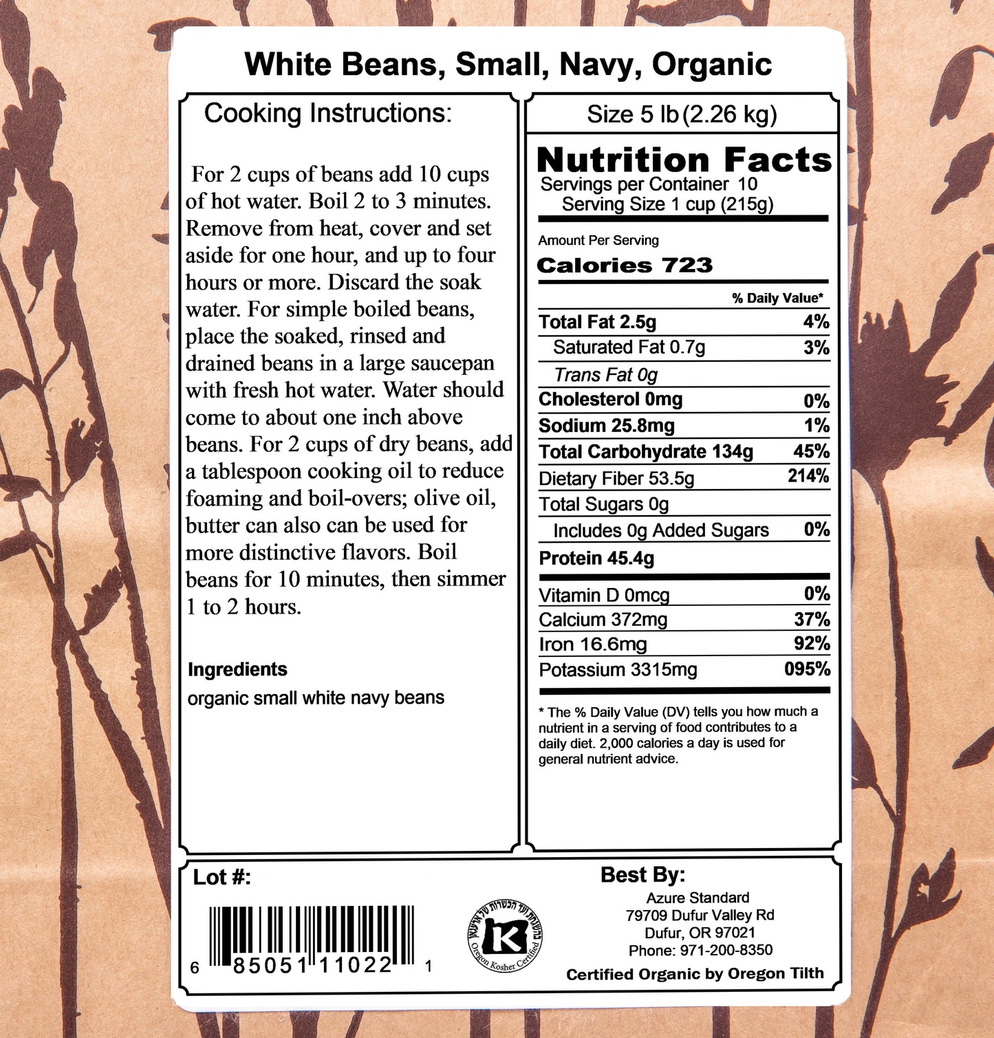 White Beans, Small, Navy, Organic