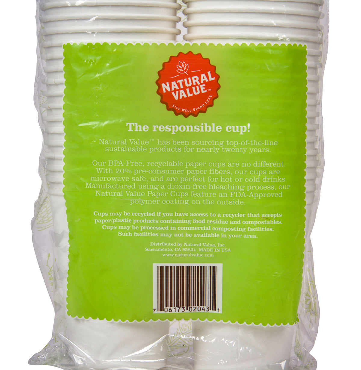 Drinking Cups, Paper 9oz, Hot/Cold, Recycled