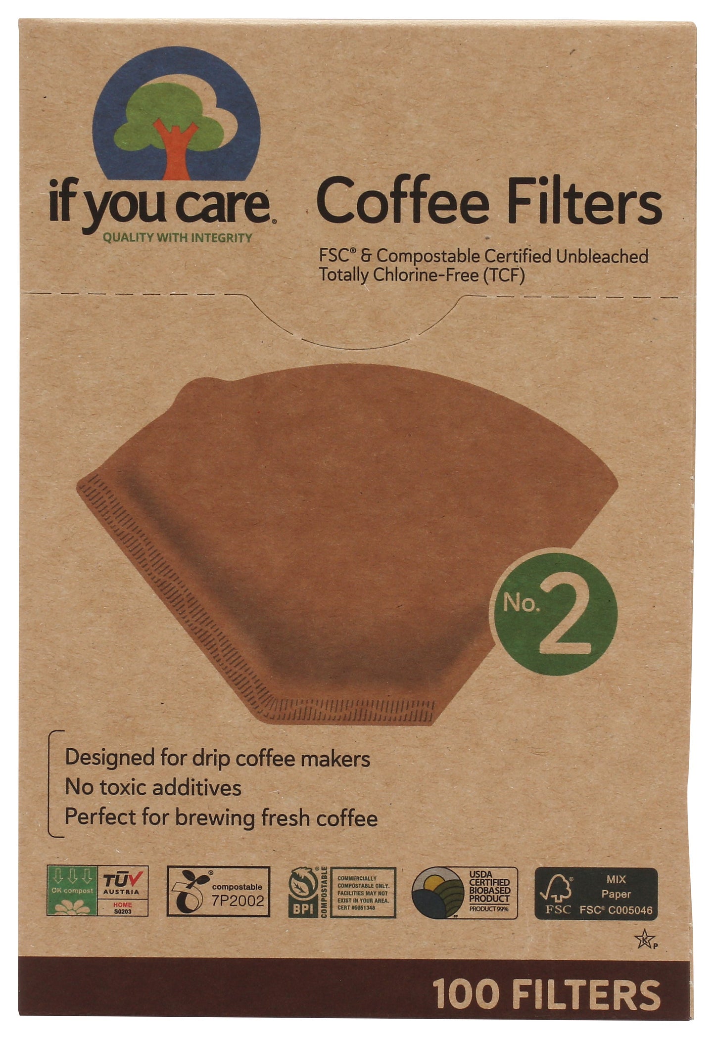 Coffee Filters, No. 2, 100% Unbleached