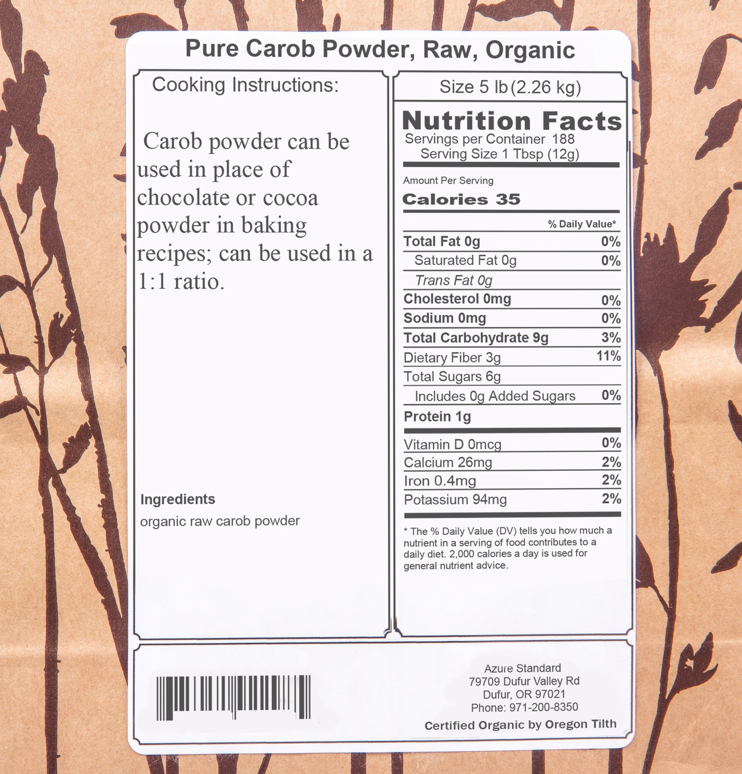 Pure Carob Powder, Raw, Organic