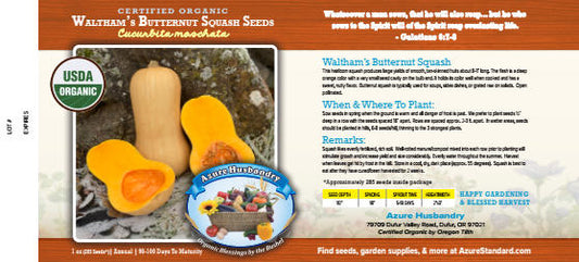 Waltham's Butternut Squash Seed, Organic