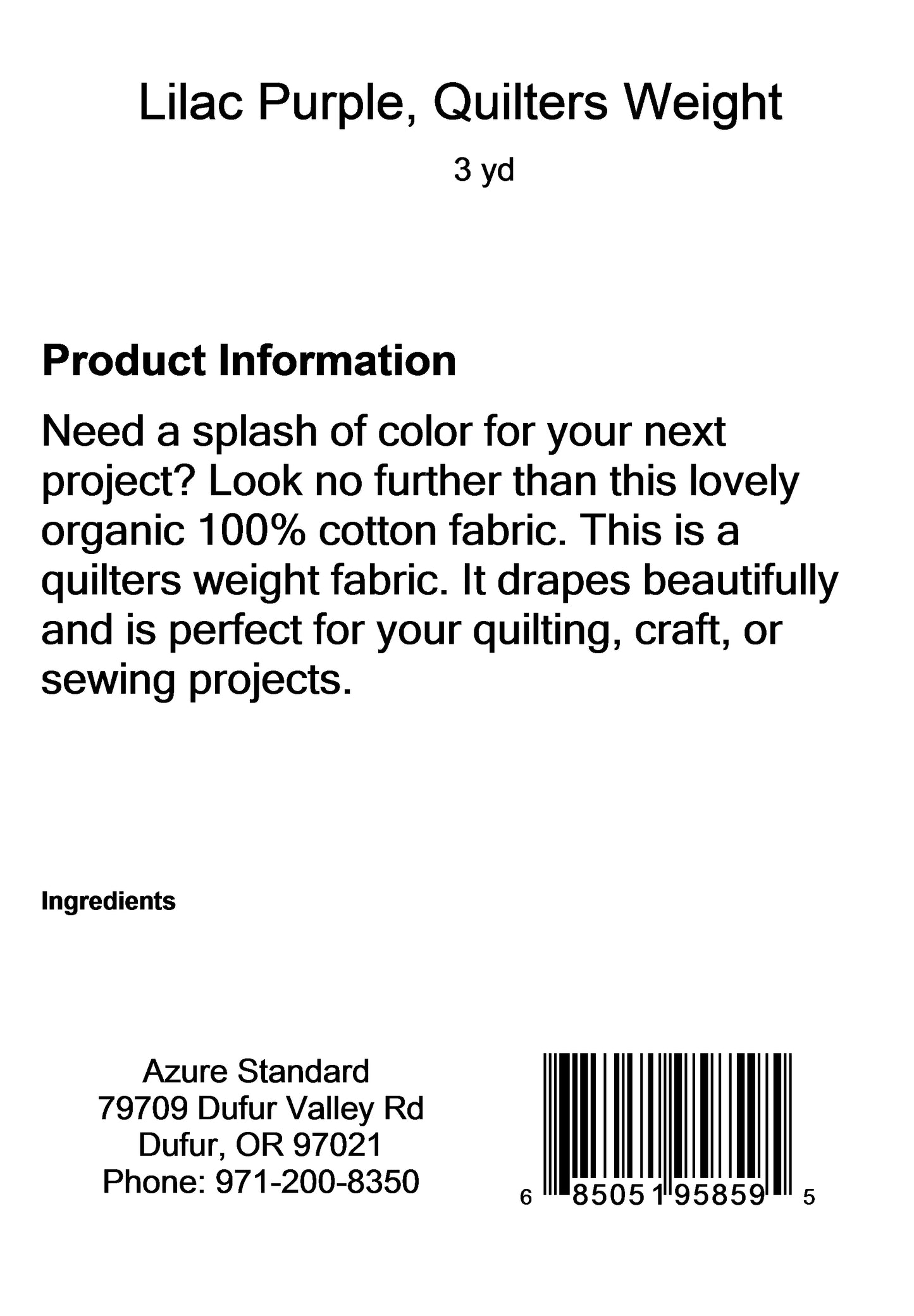 Lilac Purple, Quilters Weight
