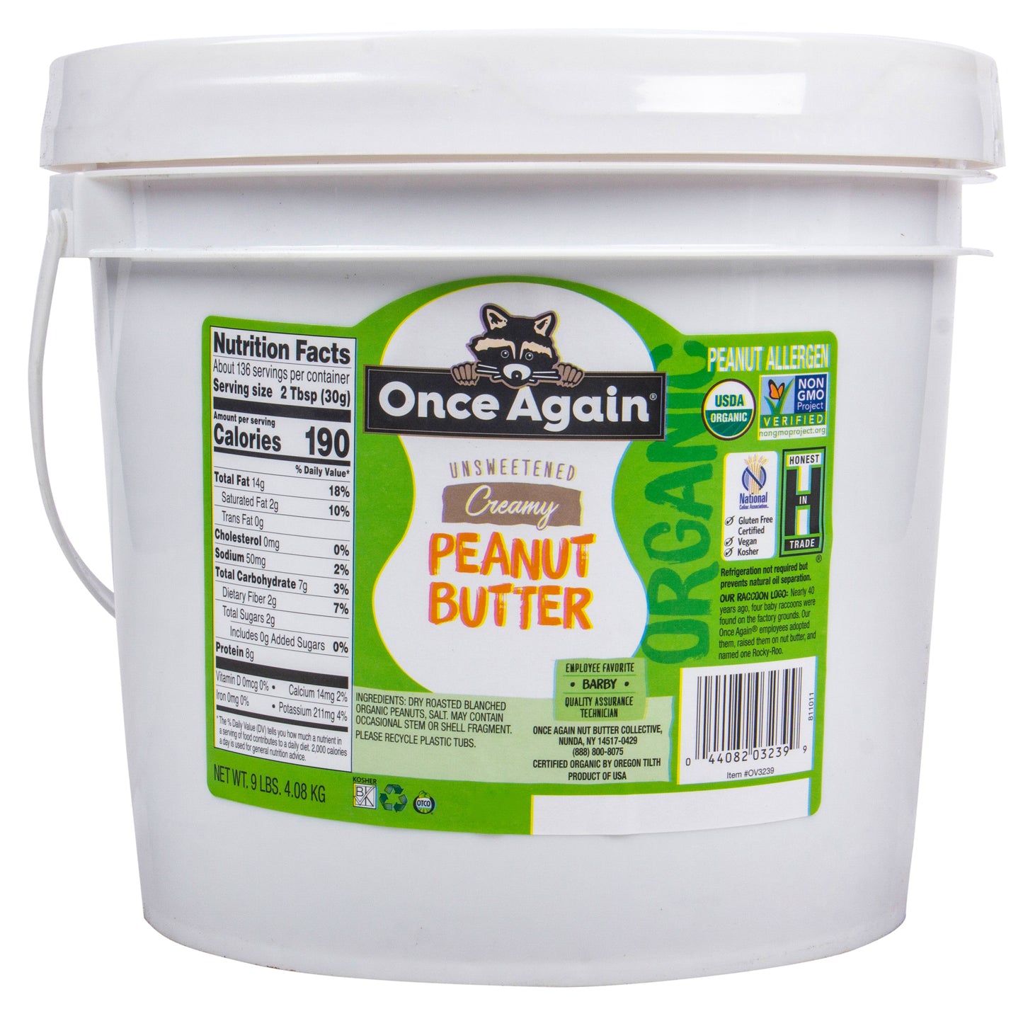 Peanut Butter, Unsweetened, Creamy, Organic