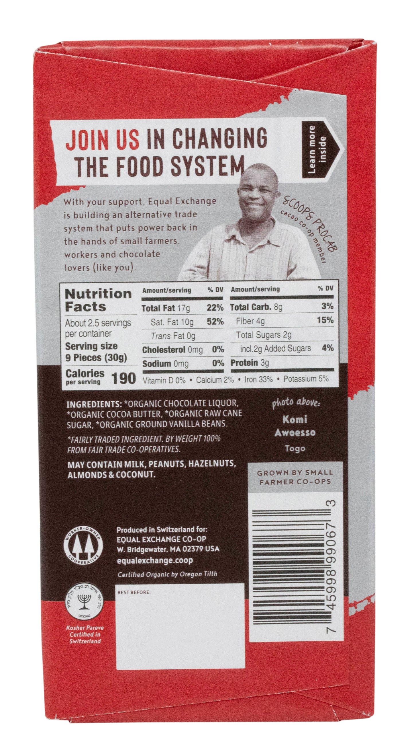 Dark Chocolate Bar, Total Eclipse, 92%, Organic