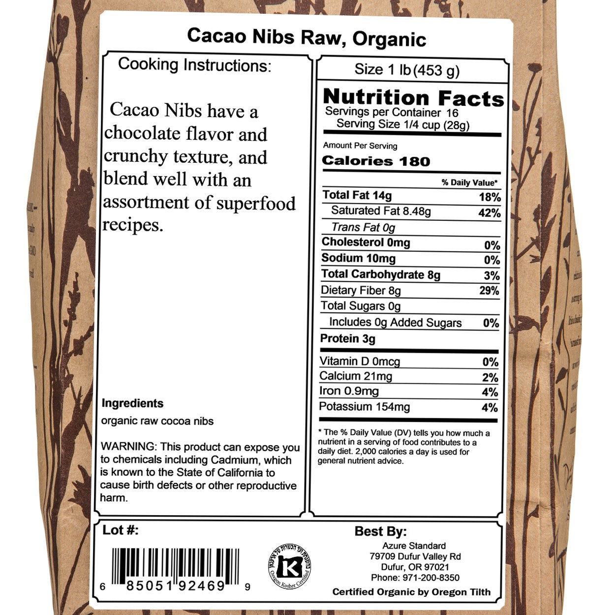 Cacao Nibs Raw, Organic