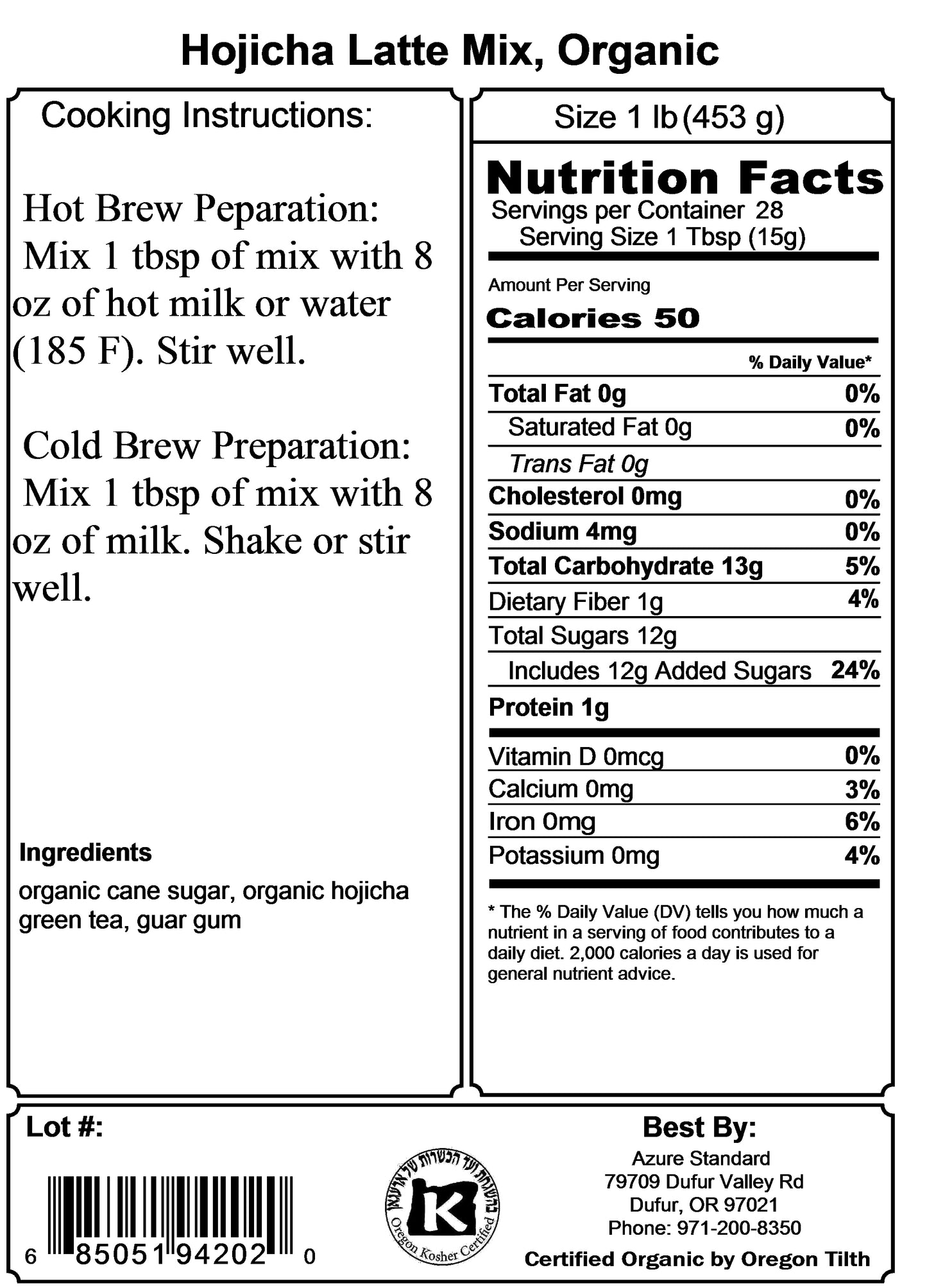 Hojicha Latte Mix, Organic