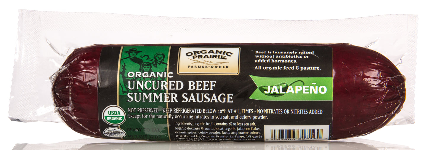 Beef Summer Sausage with Jalapeno, Frozen, Organic