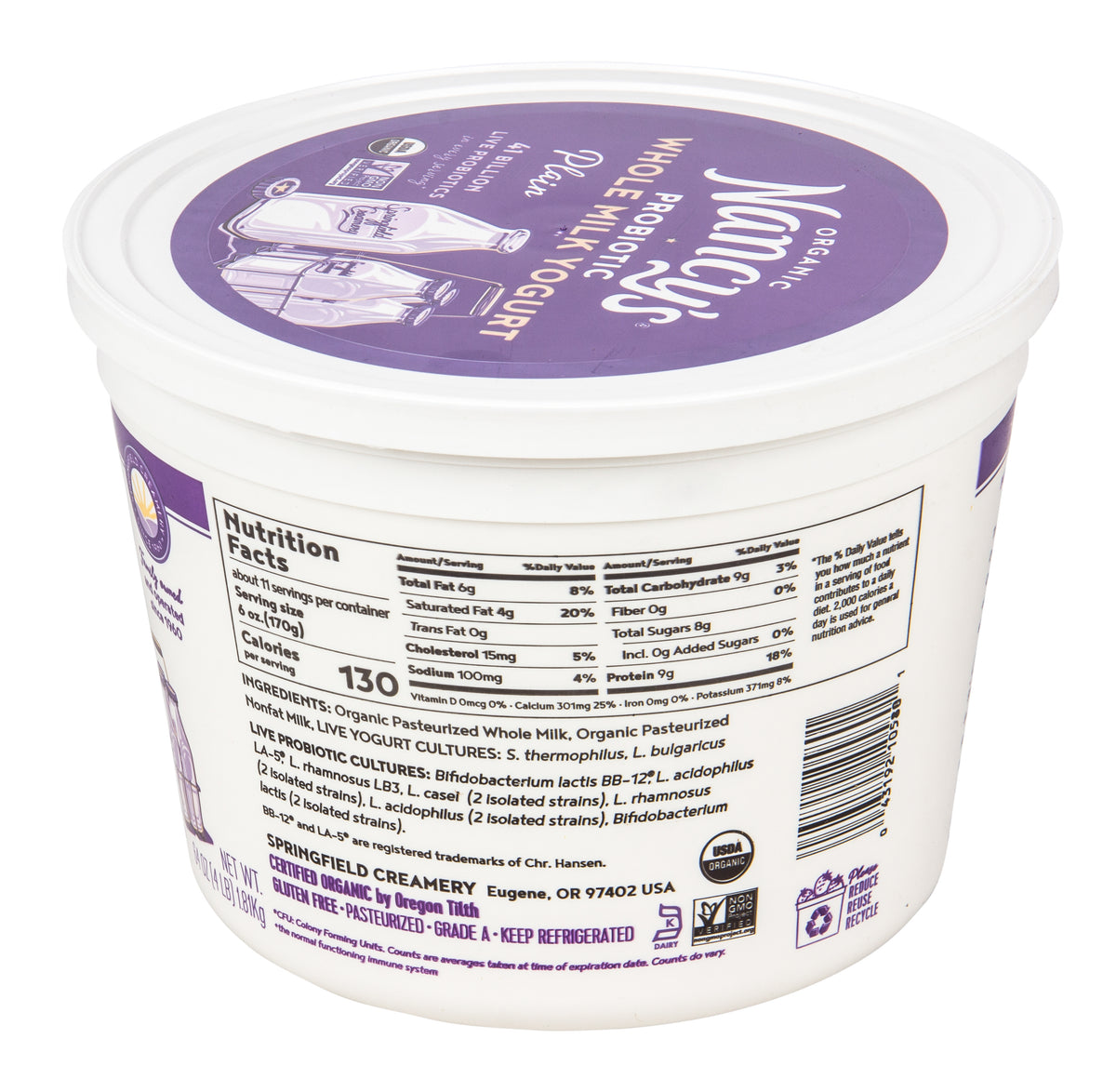 Whole Milk Yogurt, Plain, Organic