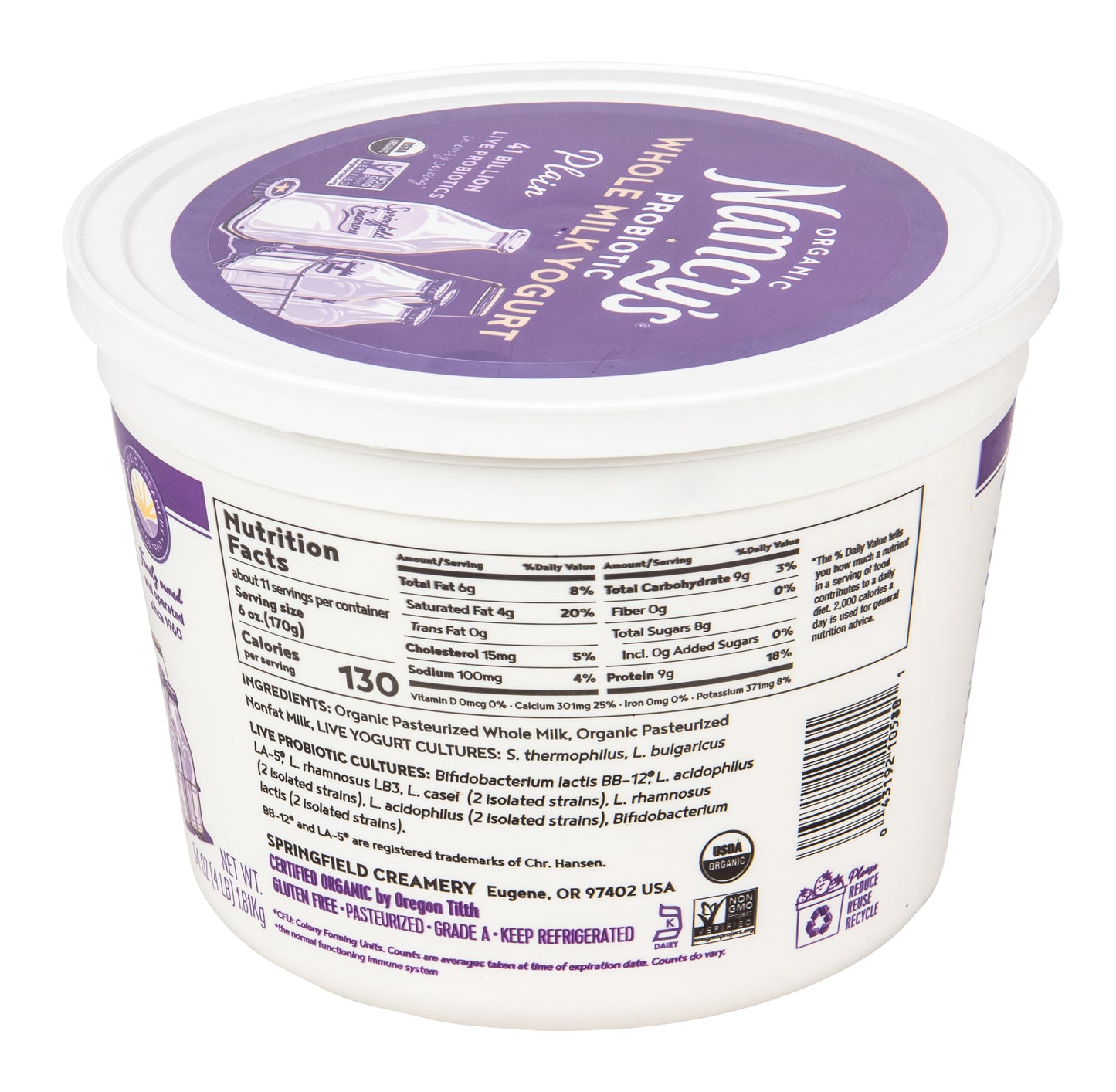 Whole Milk Yogurt, Plain, Organic