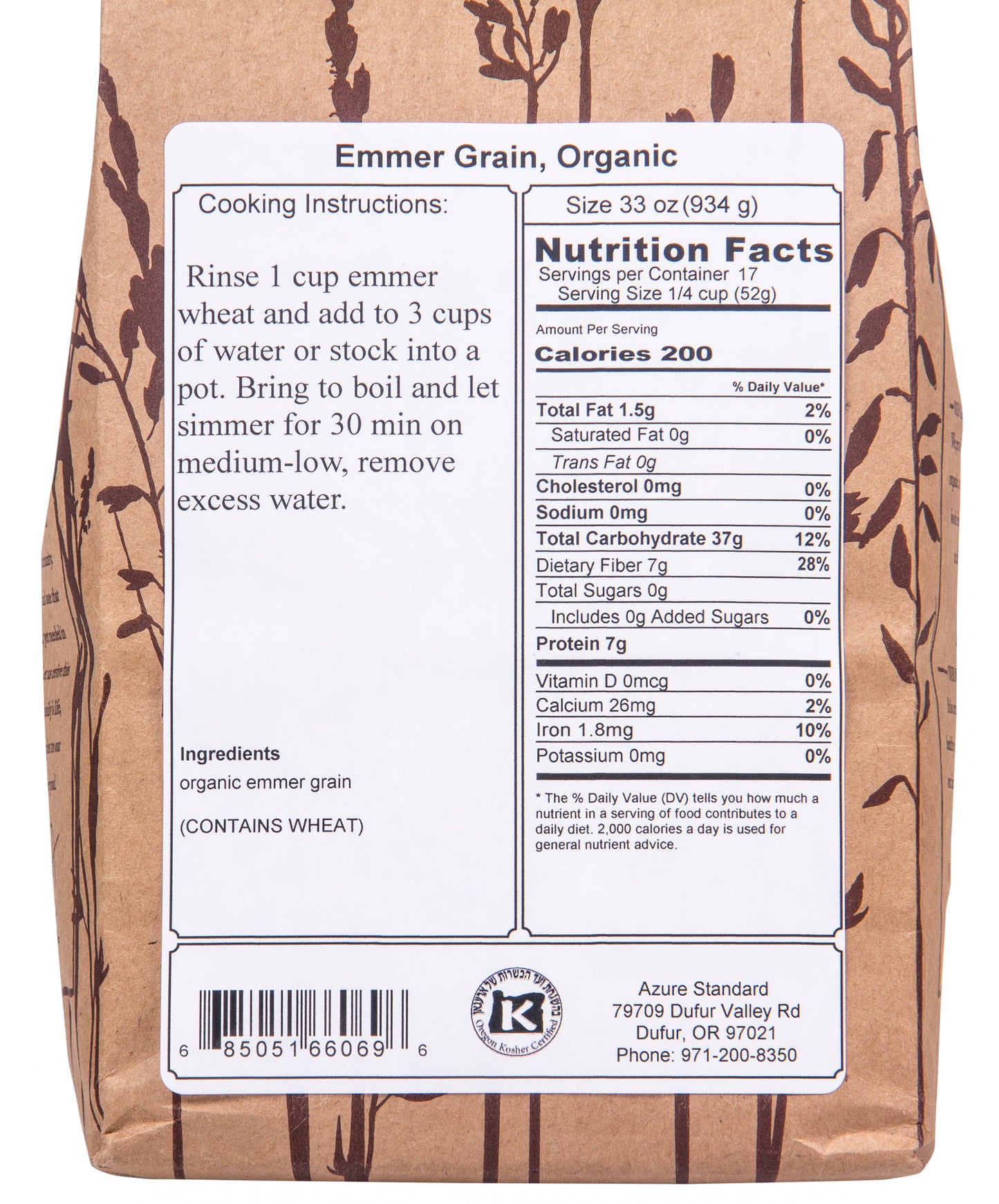 Emmer Grain, Organic