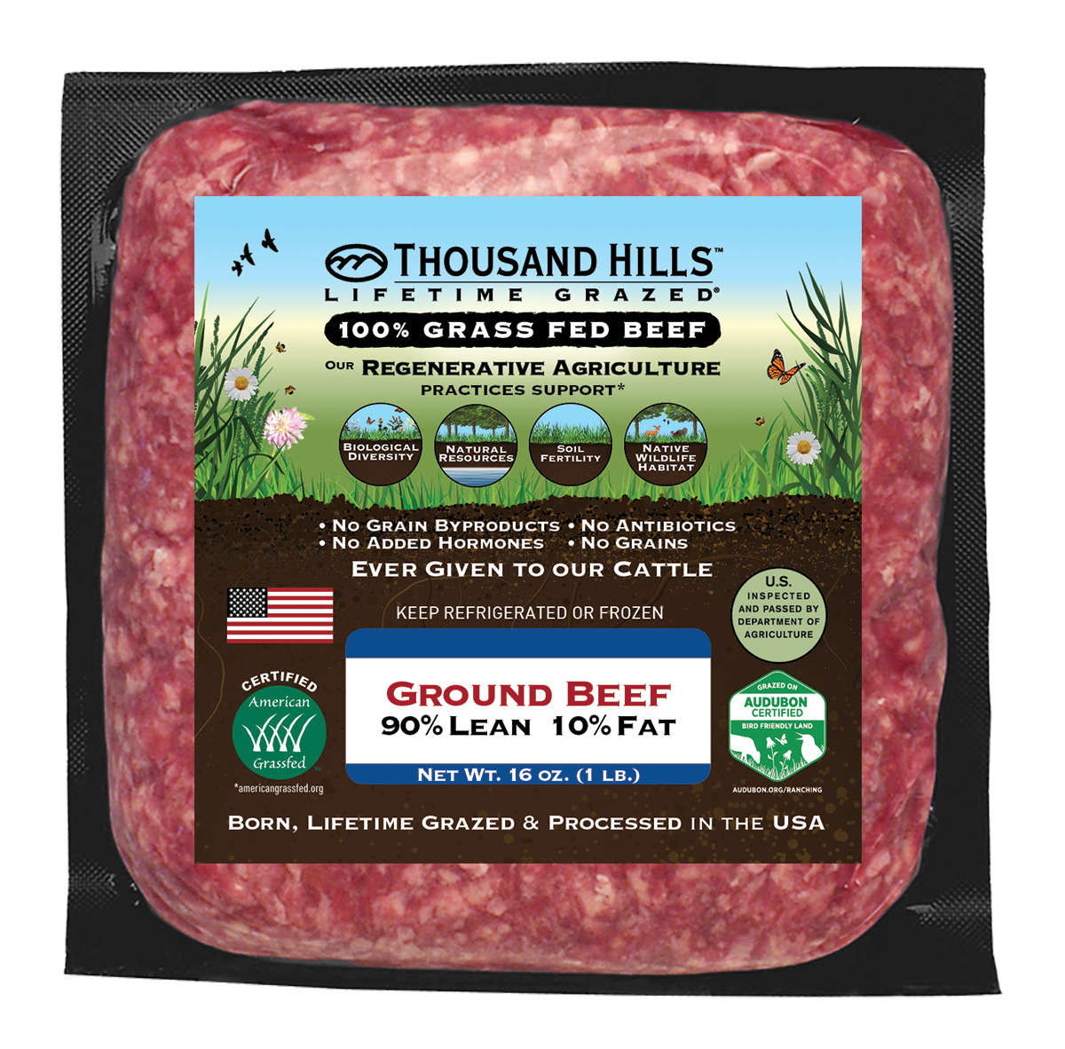 Ground Beef, 90/10, Grass-Fed, Frozen