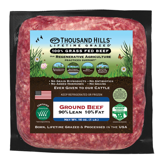 Ground Beef, 90/10, Grass-Fed, Frozen