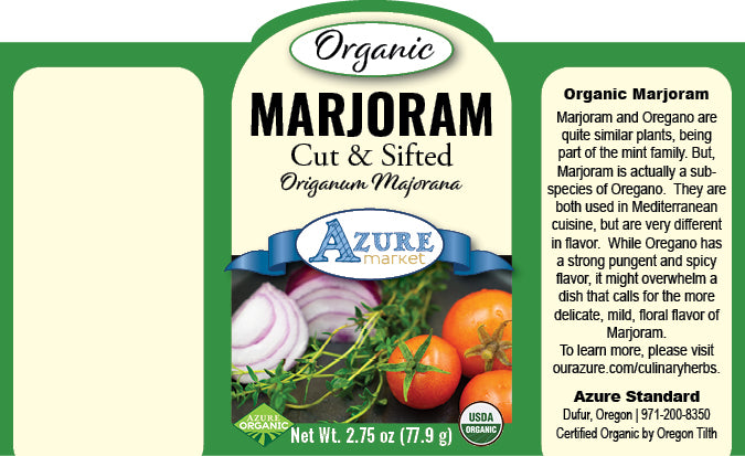 Marjoram, Cut & Sifted, Organic