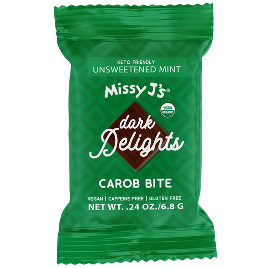 Dark Delight Carob Mini Bite Candy Bar, Unsweetened Mint, Organic