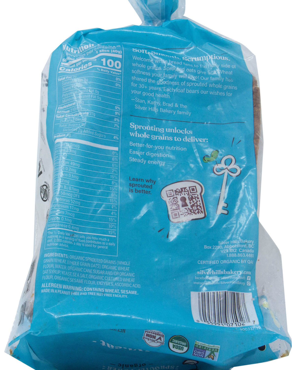 Bread, Soft Sprouted Wheat, Frozen