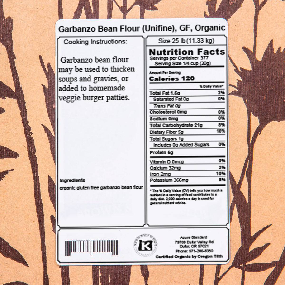 Garbanzo Bean Flour (Unifine), GF, Organic
