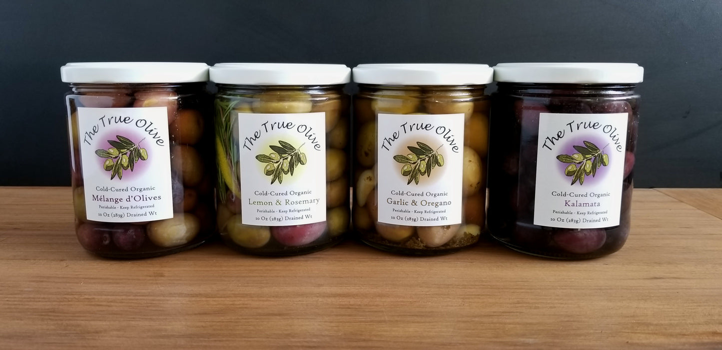 Olives, Cold-Cured, Mixed Flavors