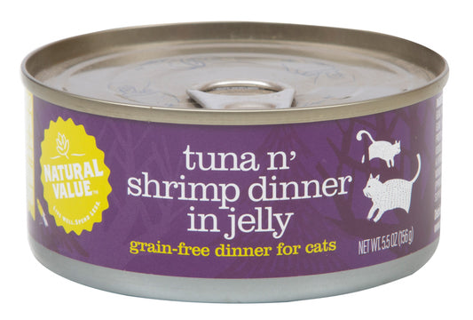 Cat Food, Canned  Tuna n' Tuna n' Shrimp Dinner in Jelly