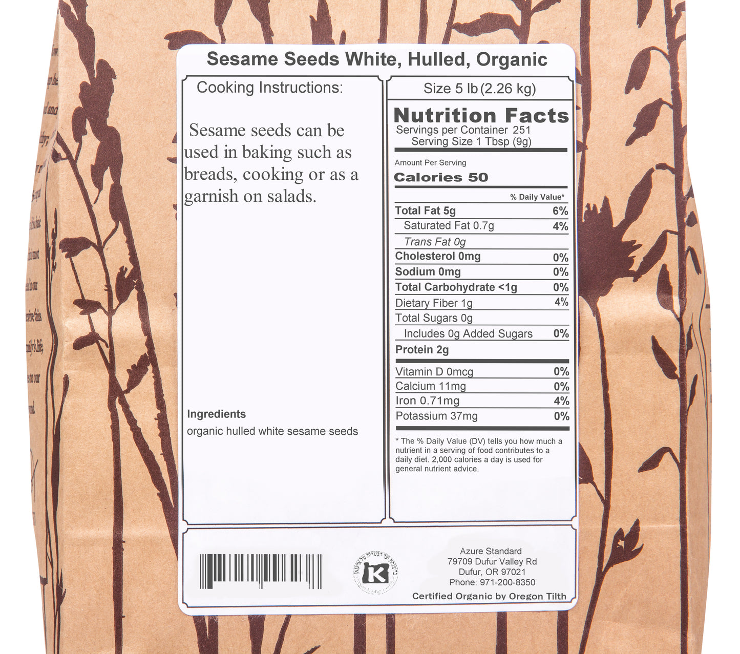 Sesame Seeds White, Hulled, Organic