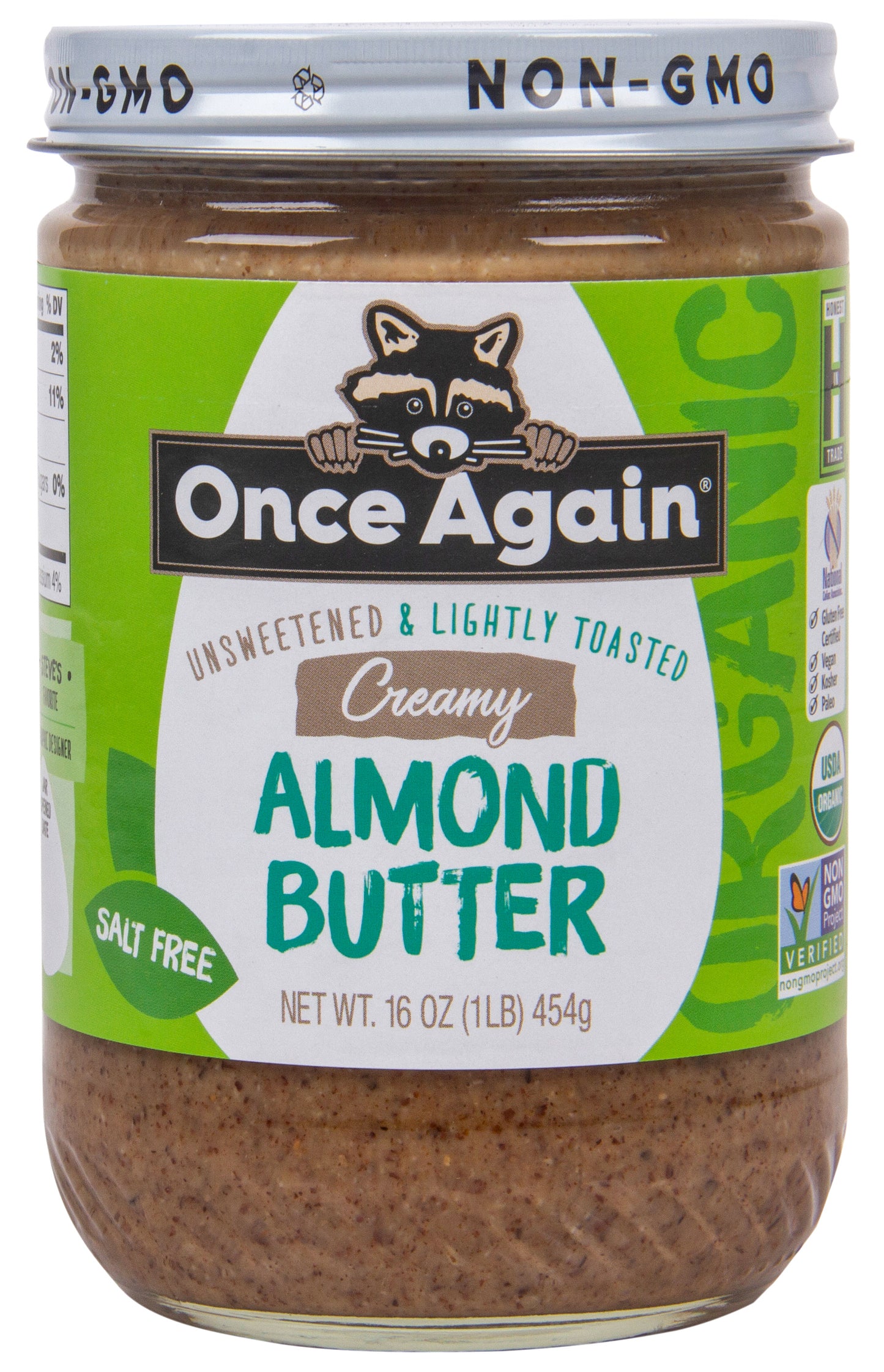 Almond Butter, Creamy, Lightly Toasted, Salt Free, Organic