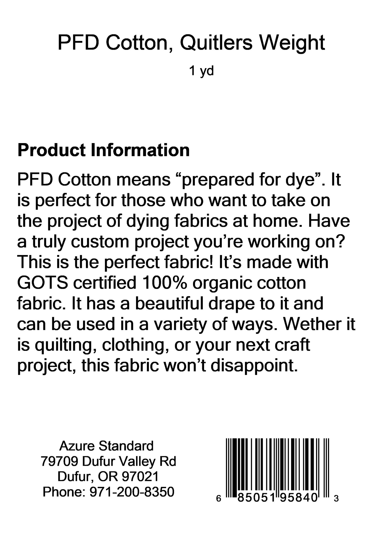 PFD Cotton, Quilter's Weight