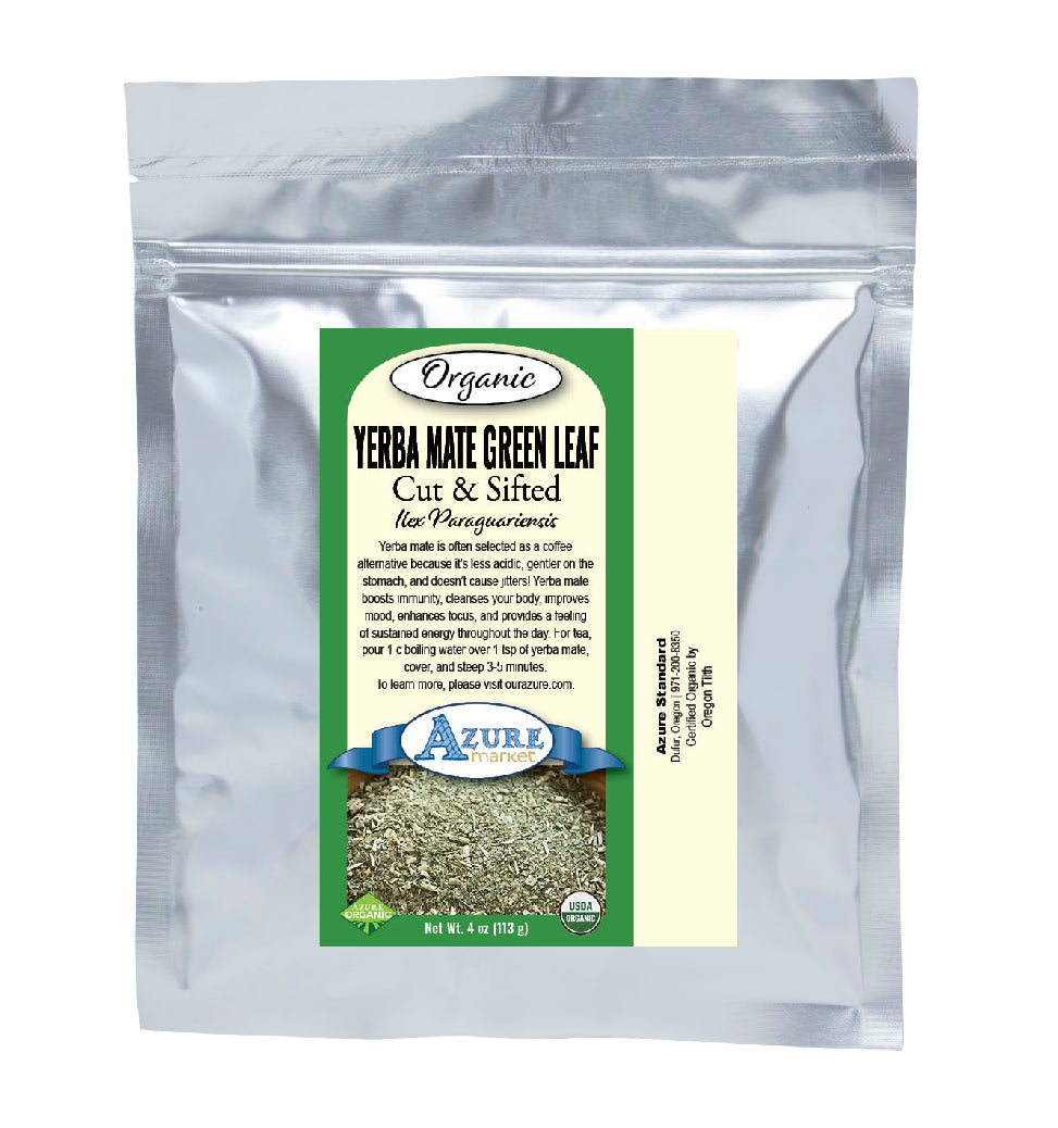 Yerba Mate Green Leaf, Cut & Sifted, Organic