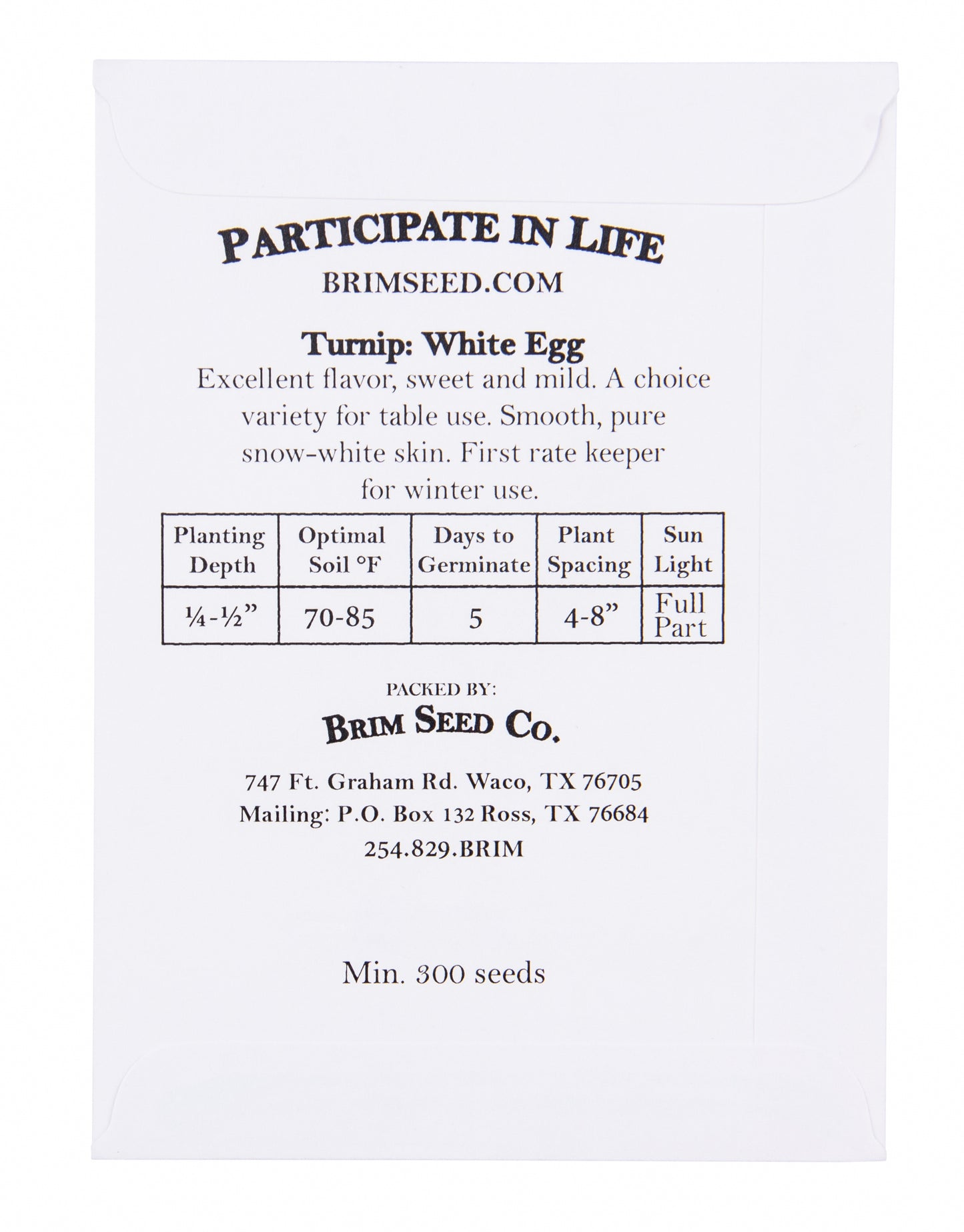 Turnip, White Egg Heirloom Seed