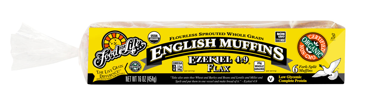 Ezekiel 4:9 Flax English Muffins, Frozen, Organic