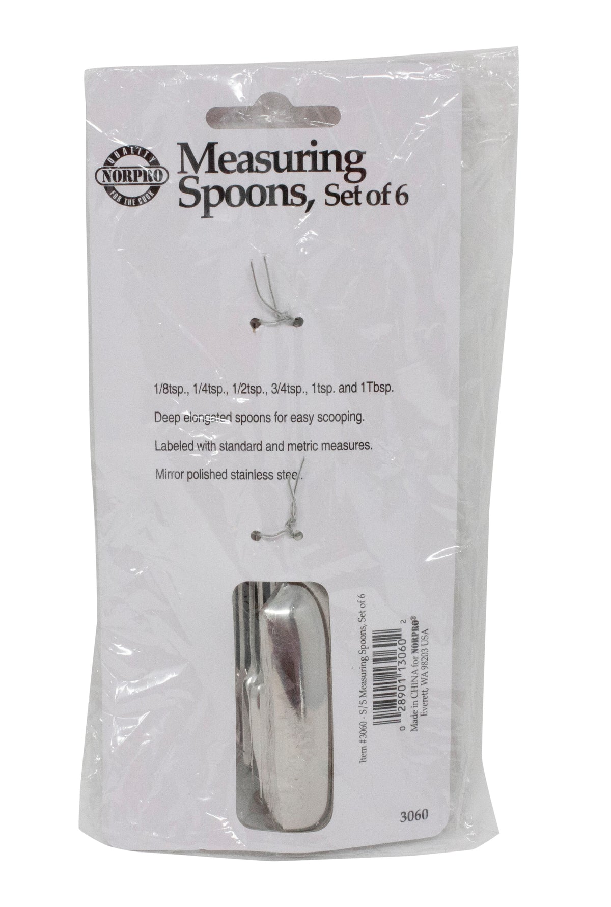 Measuring Spoons, Stainless Steel, Set of 6