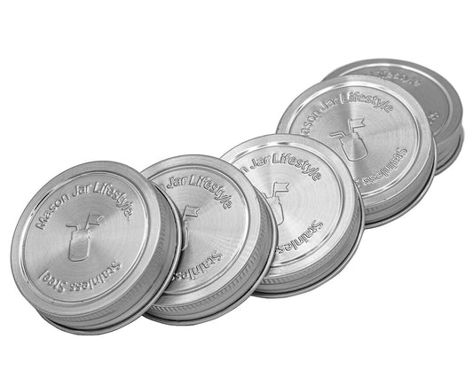 Stainless Steel Lids with Silicone Seals, Regular Mouth