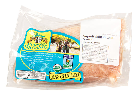 Chicken Breast, Split, Bone In, Organic, Frozen, Random Weight