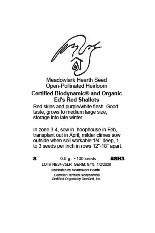 Shallot Seed, Ed's Red, Organic